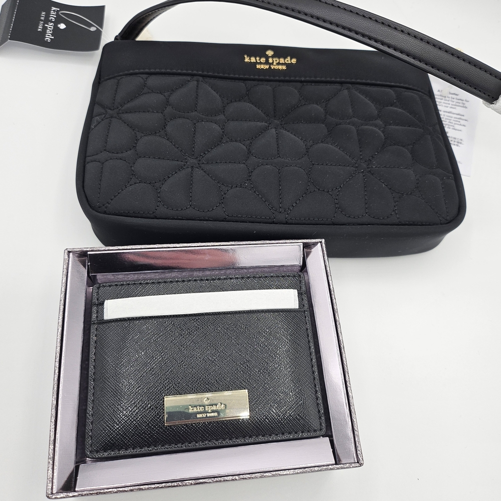 Kate Spade Black Quilted Clutch and Cardholder